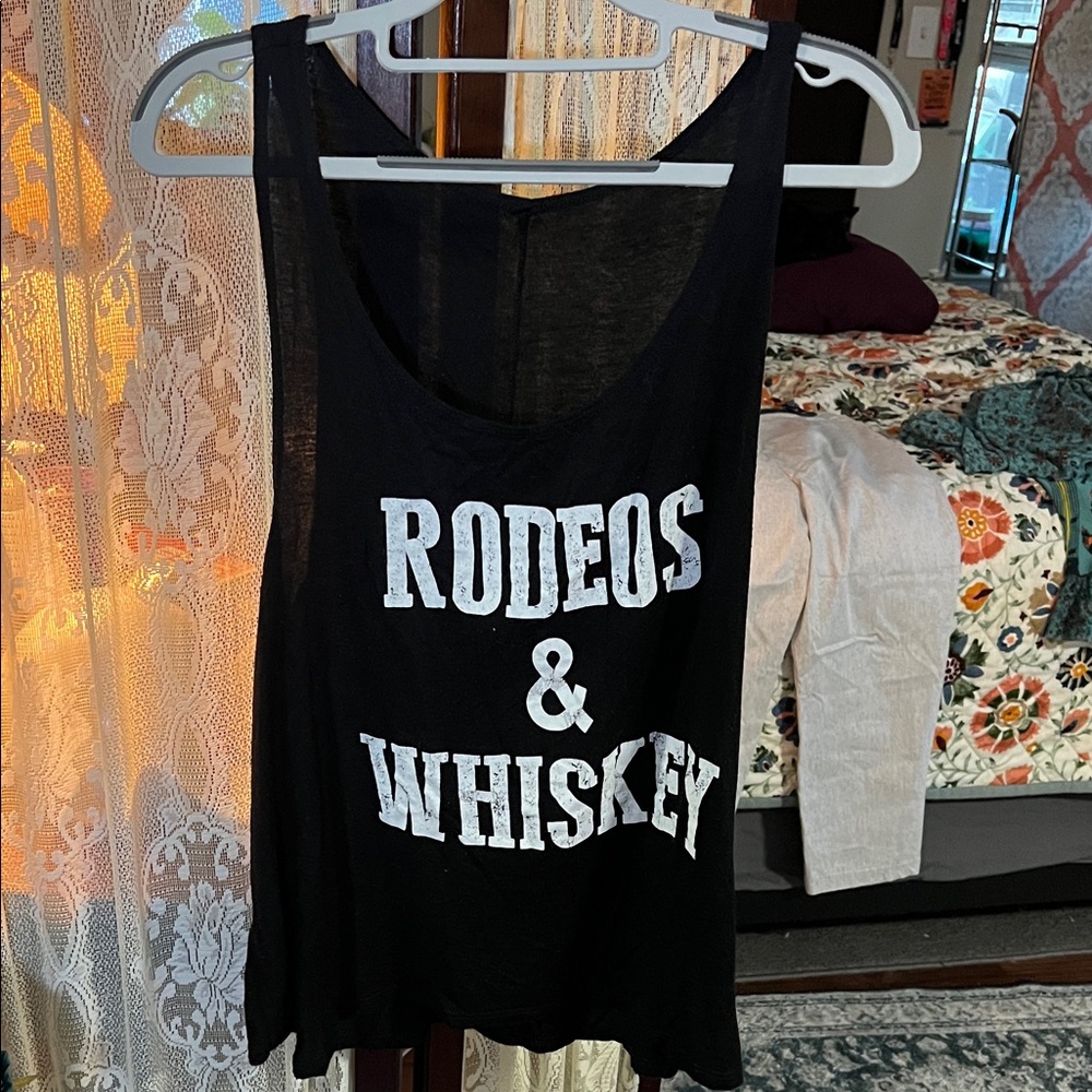 Source Unknown Black Tank Top with White Text